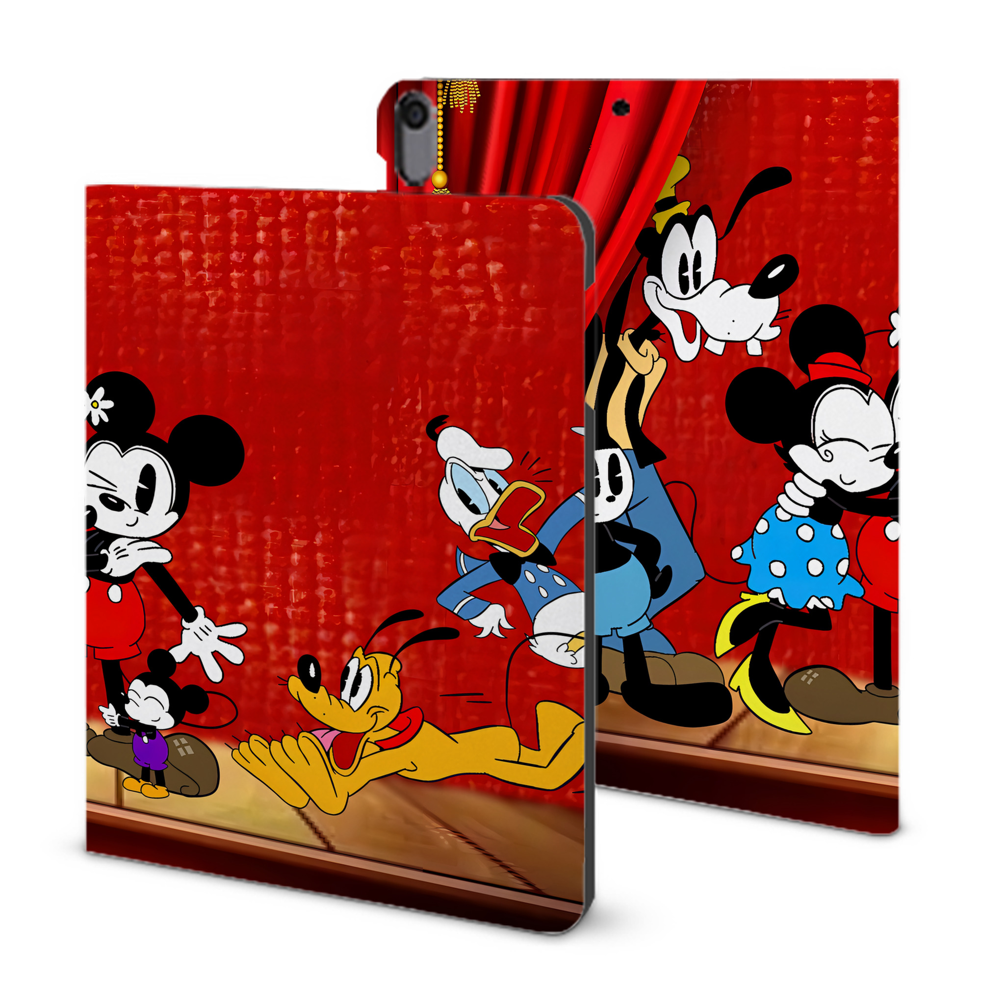 （画像用） ミッキーマウス Mickey Mouse IPad ケース ブック型 PUレザー TPU 耐衝撃 軽量 薄型 ペン収納なし 全面保護 IPad 各モデル対応